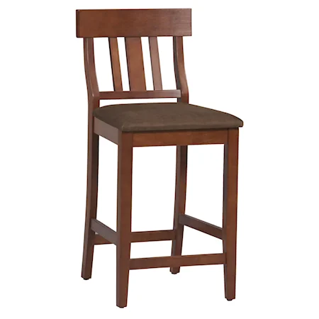 30" Slat Back Pub Chair with Upholstered Seat